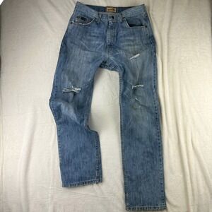 Wrangler Jeans Mens 20X Straight 33x36 Blue Distressed Workwear Cotton Stained